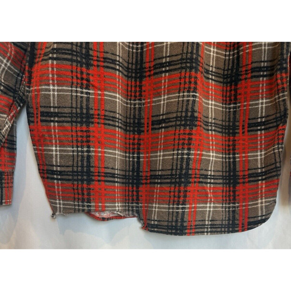 Vintage Y2K Converse Mens Grunge Plaid Flannel Shirt Size L Skater Rugged FLAW - Picture 11 of 11